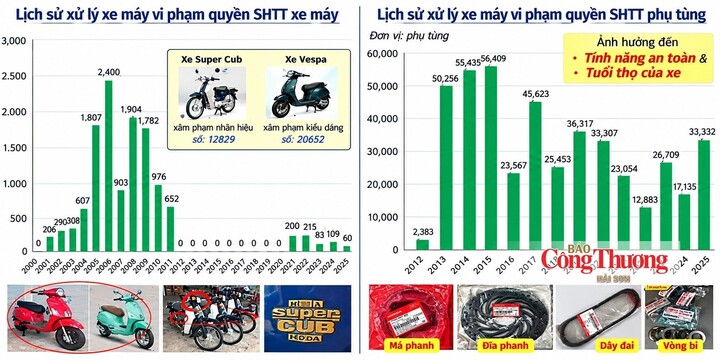 Thống kê kết quả xử lý hàng giả, hàng xâm phạm quyền sở hữu trí tuệ của VAMM.