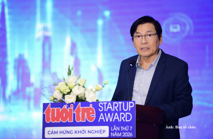 Ông Phạm Phú Ngọc Trai, Chủ tịch Hội đồng cố vấn Chiến lược đổi mới sáng tạo (SACSTI) - Đại học Quốc gia TP. Hồ Chí Minh phát biểu tại buổi lễ
