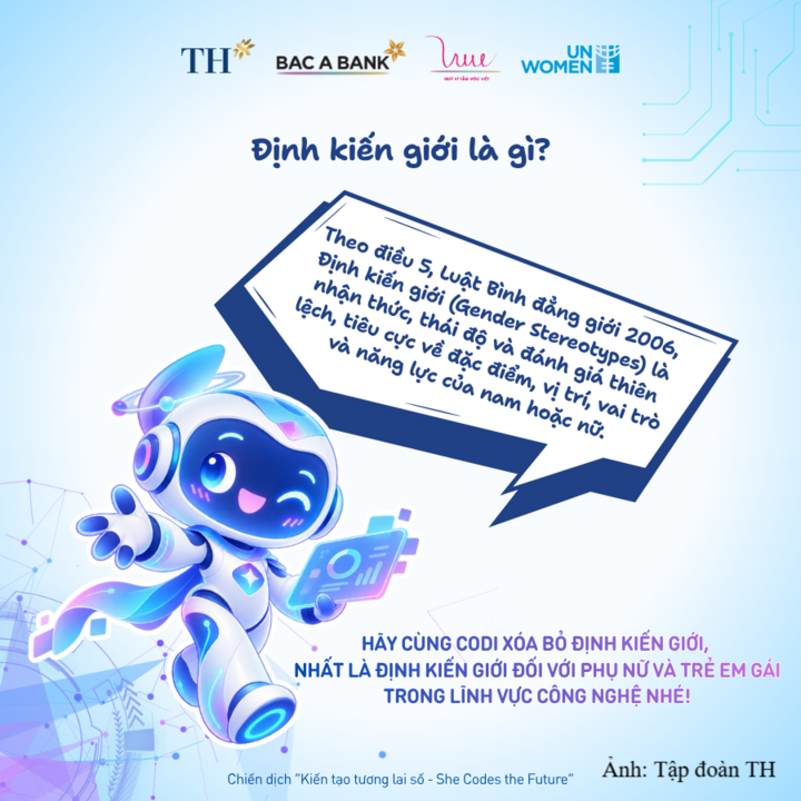 Robot Codi đồng hành cùng chiến dịch truyền tải định nghĩa và thông điệp xóa bỏ định kiến giới, khuyến khích trẻ em gái tự tin theo đuổi lĩnh vực STEM.