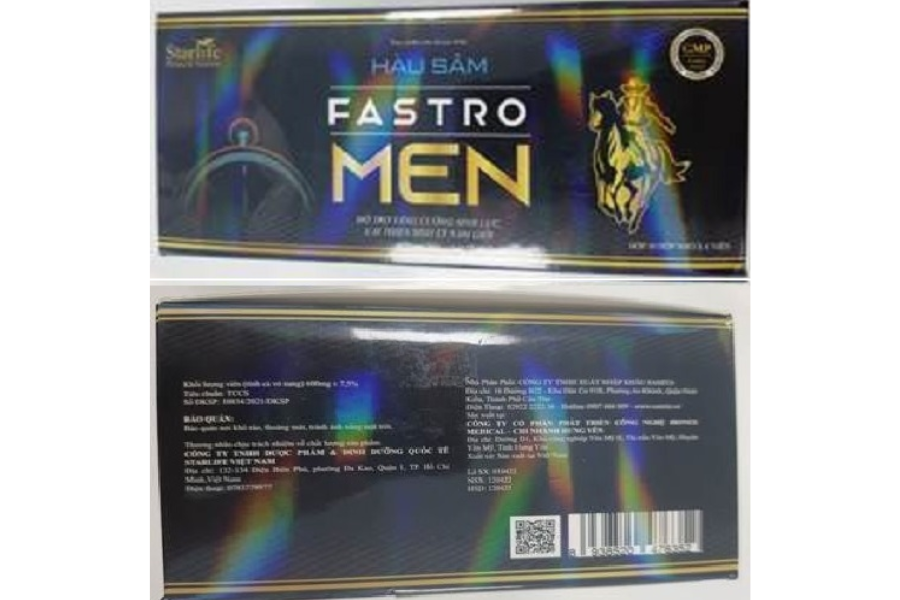 Sản phẩm Hàu sâm Fastro Men (số lô 010422) có chứa chất cấm N-desmethyl tadalafil. Sản phẩm Hàu sâm Fastro Men (số lô 010422) có chứa chất cấm N-desmethyl tadalafil.