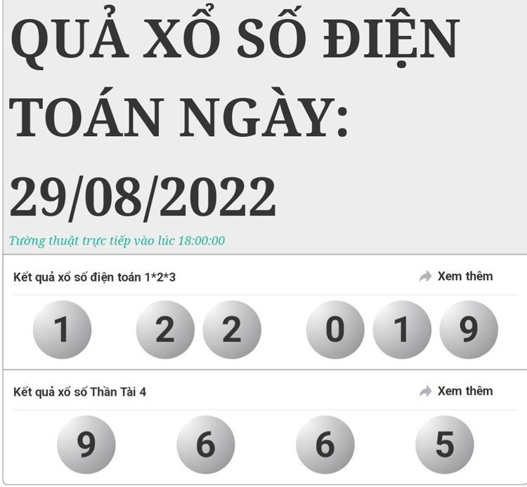 Kết quả xổ số hôm nay 29/8 Kết quả xổ số hôm nay 29/8