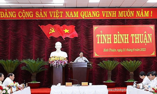 Thủ tướng Phạm Minh Chính làm việc với Ban Thường vụ Tỉnh ủy Bình Thuận