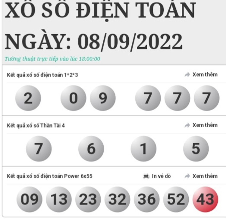 Kết quả xổ số: Xổ số toàn quốc hôm nay 8/9 Kết quả xổ số: Xổ số toàn quốc hôm nay 8/9