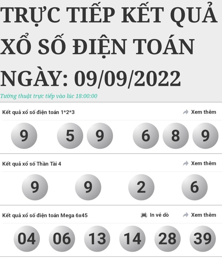 Kết quả xổ số nhanh chính xác: Xổ số toàn quốc hôm nay 9/9 Kết quả xổ số nhanh chính xác: Xổ số toàn quốc hôm nay 9/9