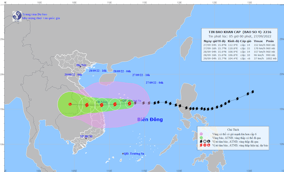 Từ sáng 27/9, ảnh hưởng bão số 4, khu vực các đảo Cồn Cỏ, Cù Lao Chàm, Lý Sơn gió mạnh cấp 8 – 9