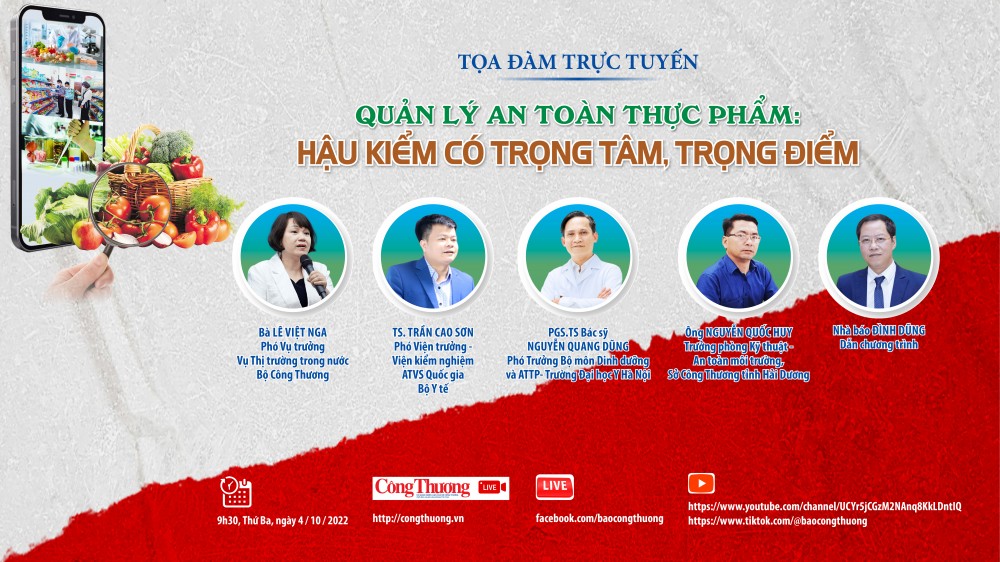 Sắp diễn ra Tọa đàm Quản lý an toàn thực phẩm: Hậu kiểm có trọng tâm, trọng điểm Sắp diễn ra Tọa đàm Quản lý an toàn thực phẩm: Hậu kiểm có trọng tâm, trọng điểm