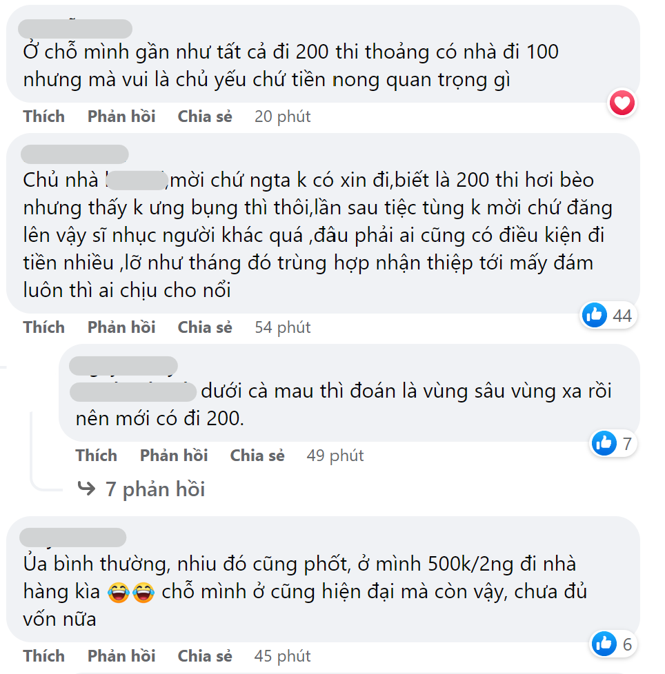 Gia chủ lên mạng xã hội “bóc phốt” người đi mừng cưới 200.000 đồng Gia chủ lên mạng xã hội “bóc phốt” người đi mừng cưới 200.000 đồng