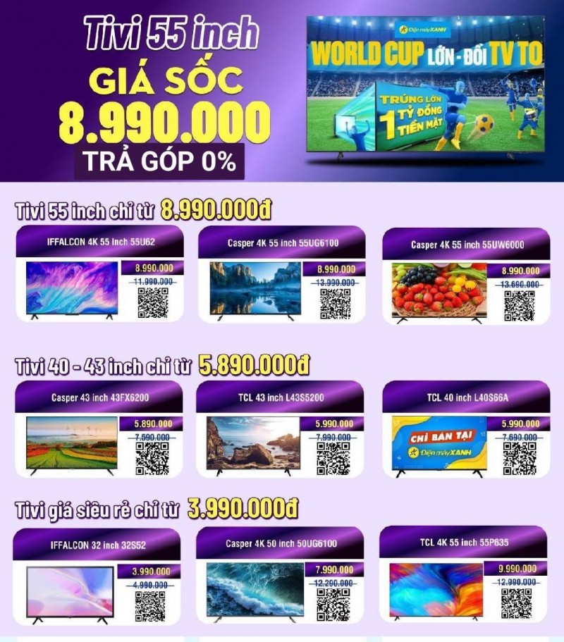 Nhiều sản phẩm tivi giảm "nóng" cùng World Cup 2022 Nhiều sản phẩm tivi giảm "nóng" cùng World Cup 2022