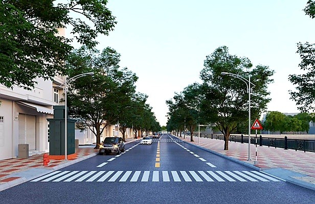 Vỉa hè được lát mới tại các tuyến phố chính. Vỉa hè được lát mới tại các tuyến phố chính.