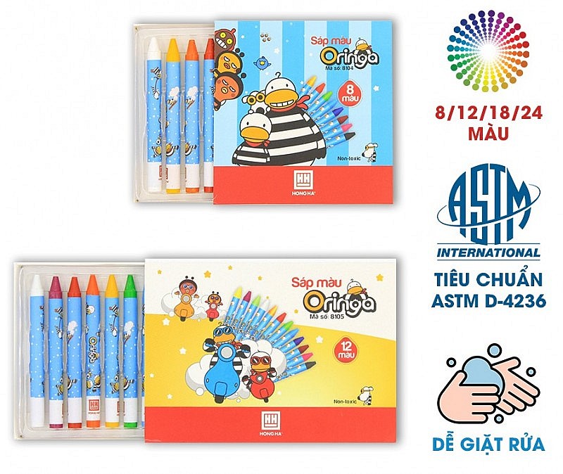 Sáp màu Hồng Hà – sản phẩm đạt tiêu chuẩn ASTM D4236 Hoa Kỳ Sáp màu Hồng Hà – sản phẩm đạt tiêu chuẩn ASTM D4236 Hoa Kỳ