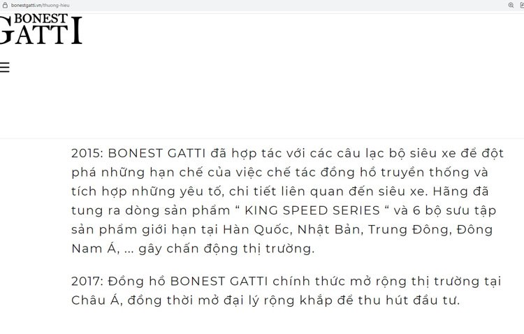 Đồng hồ Tuấn Hưng “bịp” người tiêu dùng: Thương hiệu Bonest Gatti thuộc sở hữu của công ty Trung Quốc