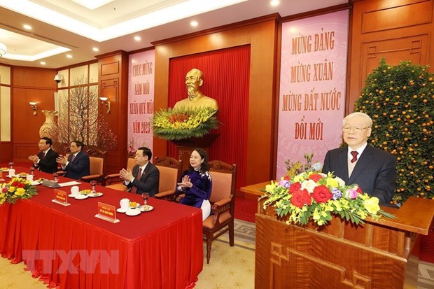 Tổng Bí thư gặp mặt, chúc Tết lãnh đạo, nguyên lãnh đạo Đảng, Nhà nước hình ảnh 2 Tong Bi thu gap mat, chuc Tet lanh dao, nguyen lanh dao Dang, Nha nuoc hinh anh 2