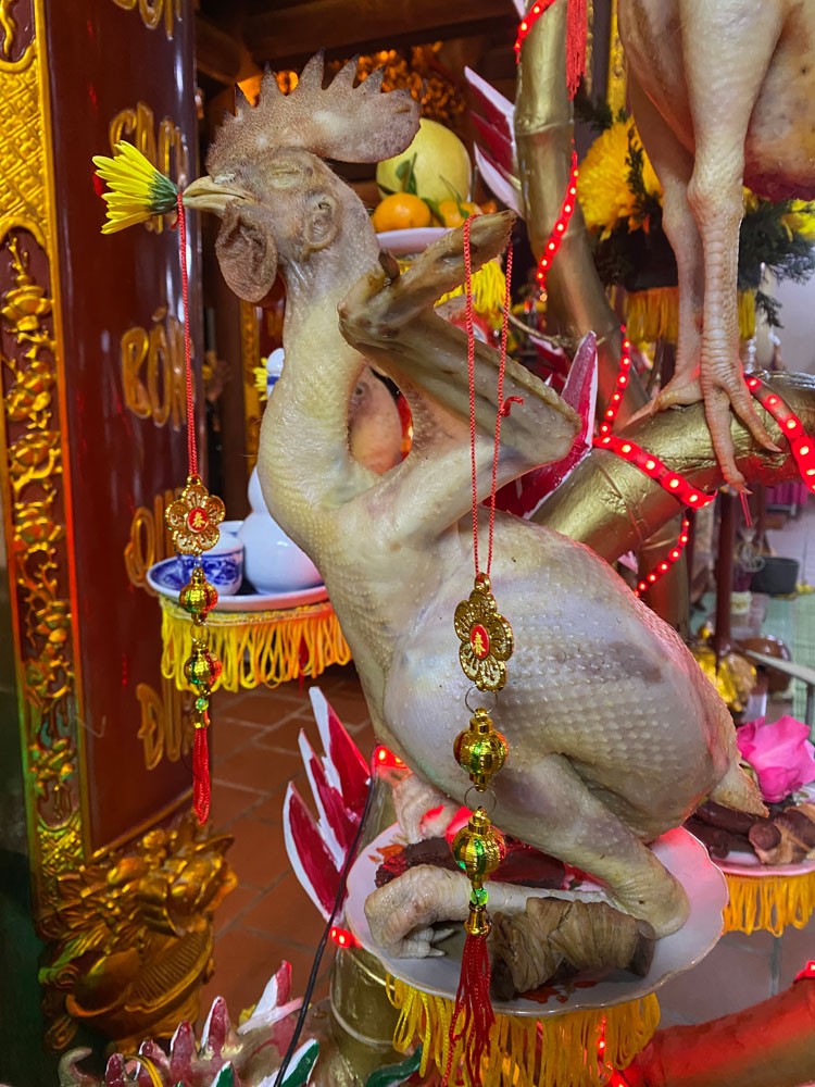 Độc đáo hàng trăm cỗ gà bay rồng, phượng cung tiến ngày giỗ vua Mai Hắc Đế