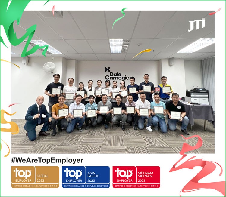 JTI Việt Nam 3 liên tiếp đạt danh hiệu Top Employers - Nơi làm việc hàng đầu JTI Việt Nam 3 liên tiếp đạt danh hiệu Top Employers - Nơi làm việc hàng đầu