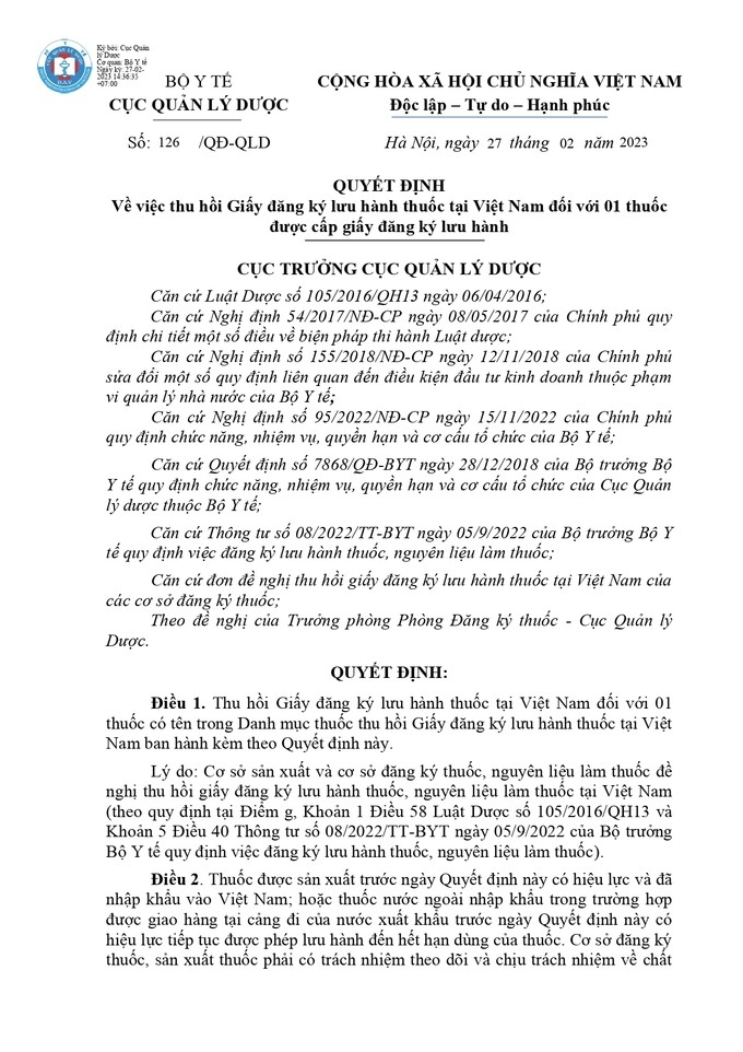 Thuốc Infanrix IPV Hib bị thu hồi giấy đăng ký lưu hành Thuốc Infanrix IPV Hib bị thu hồi giấy đăng ký lưu hành