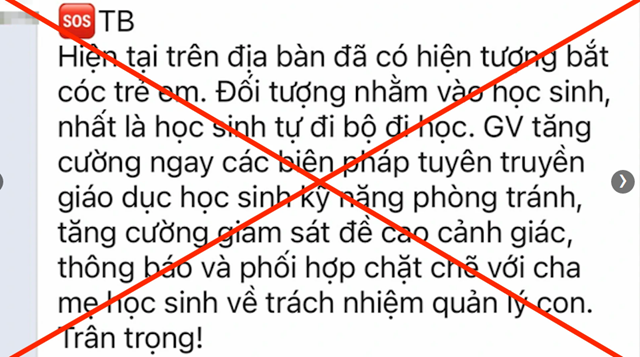 Nội dung thông tin sai sự thật đã khiến nhiều phụ huynh hoang mang lo lắng Nội dung thông tin sai sự thật đã khiến nhiều phụ huynh hoang mang lo lắng