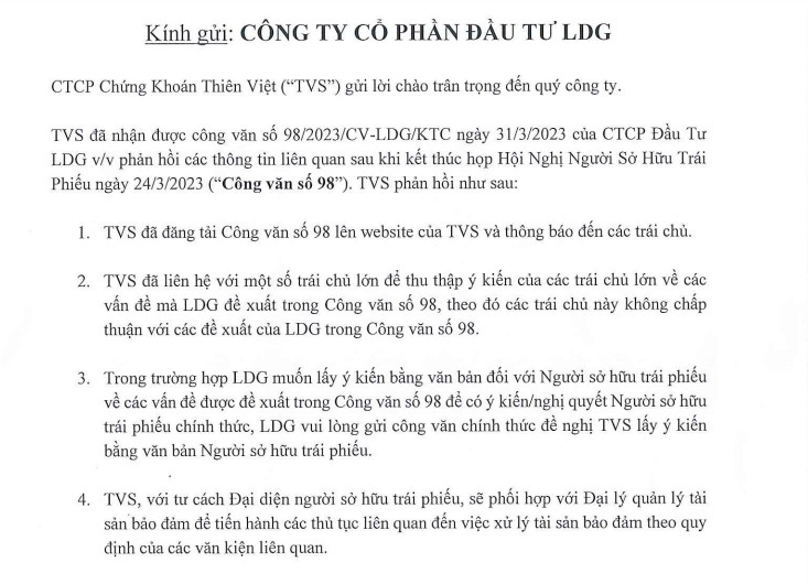 LDG xin được lùi hạn trả lãi lô trái phiếu hơn 300 tỷ, nhiều trái chủ lớn không đồng ý -0
