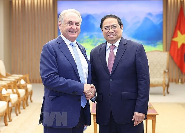 Thủ tướng Phạm Minh Chính tiếp Bộ trưởng Thương mại và Du lịch Australia Don Farrell. (Ảnh: Dương Giang/TTXVN) Thủ tướng Phạm Minh Chính tiếp Bộ trưởng Thương mại và Du lịch Australia Don Farrell. (Ảnh: Dương Giang/TTXVN)