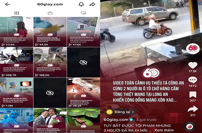 Tràn lan nội dung ‘bẩn’ trên tài khoản TikTok 60s.com Tràn lan nội dung ‘bẩn’ trên tài khoản TikTok 60s.com