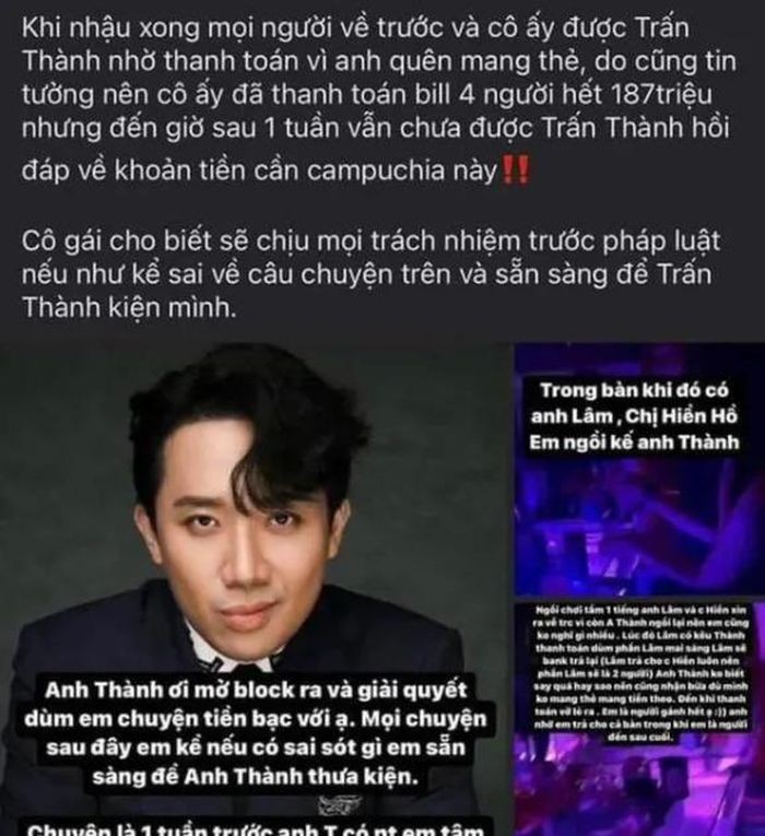 Thực hư ồn ào Trấn Thành bị tố “quỵt” 187 triệu đồng? Thực hư ồn ào Trấn Thành bị tố “quỵt” 187 triệu đồng?