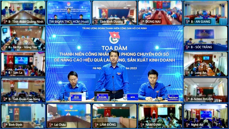 Ban Bí thư Trung ương Đoàn tổ chức Tọa đàm “Thanh niên công nhân tiên phong áp dụng chuyển đổi số vào chuyên môn, nghiệp vụ để nâng cao hiệu quả lao động, sản xuất, kinh doanh”. Ban Bí thư Trung ương Đoàn tổ chức Tọa đàm “Thanh niên công nhân tiên phong áp dụng chuyển đổi số vào chuyên môn, nghiệp vụ để nâng cao hiệu quả lao động, sản xuất, kinh doanh”.