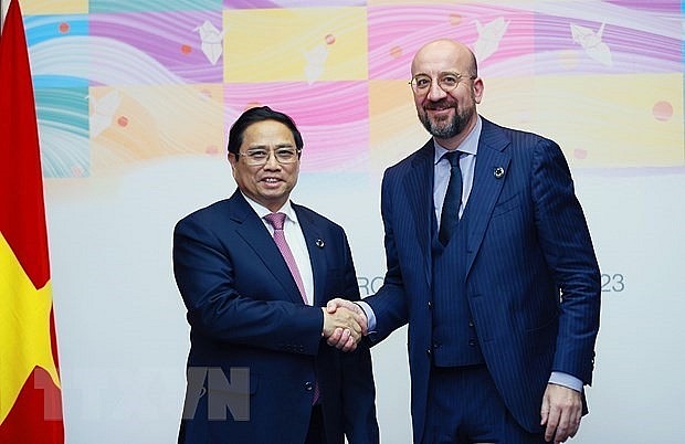 Thủ tướng Chính phủ Phạm Minh Chính đã có cuộc gặp với Chủ tịch Hội đồng châu Âu Charles Michel. Ảnh: TTXVN Thủ tướng Chính phủ Phạm Minh Chính đã có cuộc gặp với Chủ tịch Hội đồng châu Âu Charles Michel. Ảnh: TTXVN