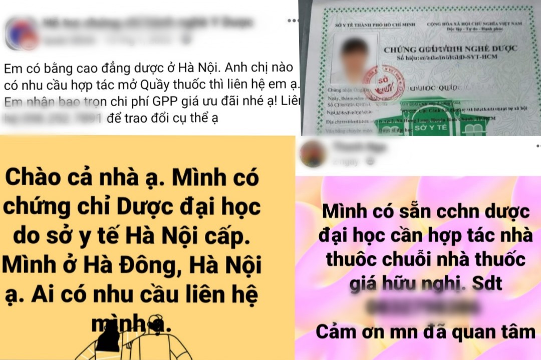 Nở rộ cho thuê bằng, chứng chỉ để mở nhà thuốc tại Hà Nội. Ảnh chụp màn hình: Thu Giang