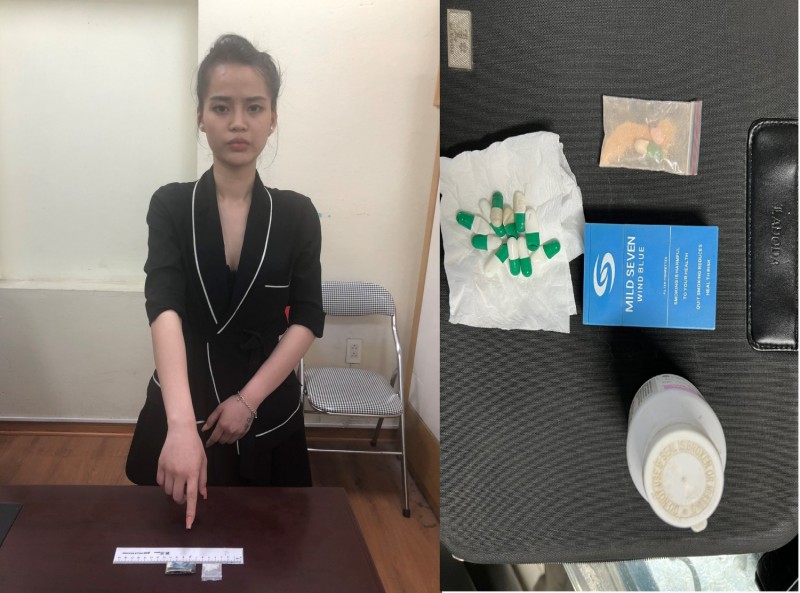 Nguyễn Thị Hằng cùng vật chứng bị thu giữ Nguyễn Thị Hằng cùng vật chứng bị thu giữ