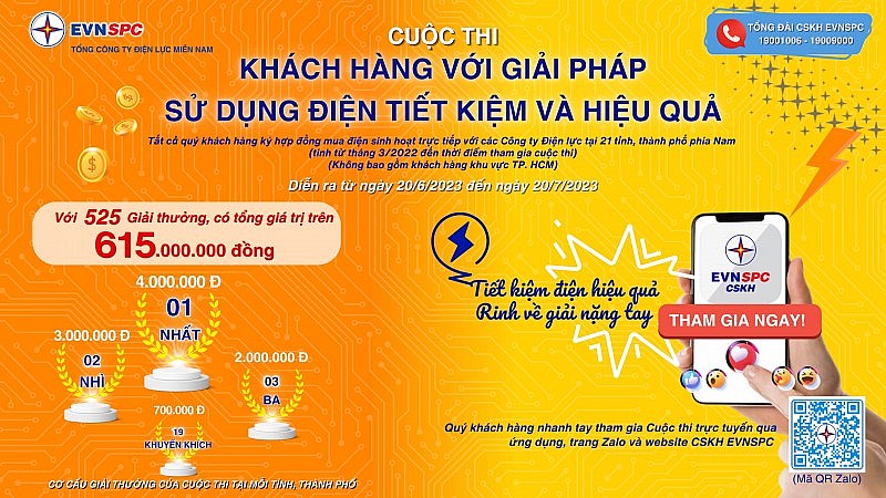 Khách hàng sử dụng điện tiết kiệm hiệu quả: Có cơ hội trúng giải thưởng trị giá hơn 615 triệu đồng