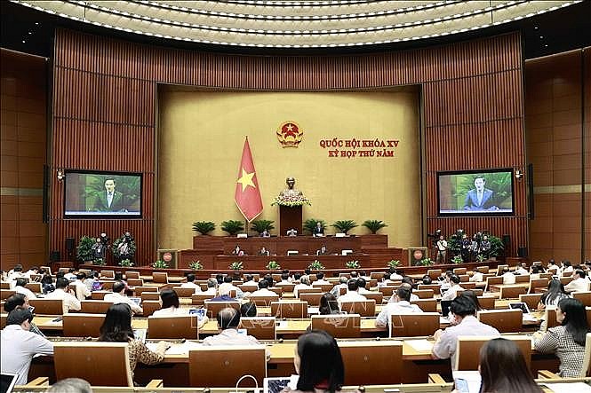 Quang cảnh phiên họp Quốc hội sáng 19/6. 