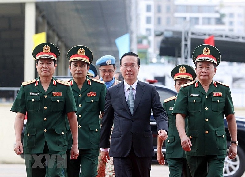 Chủ tịch nước Võ Văn Thưởng đến dự buổi lễ. Chủ tịch nước Võ Văn Thưởng đến dự buổi lễ.