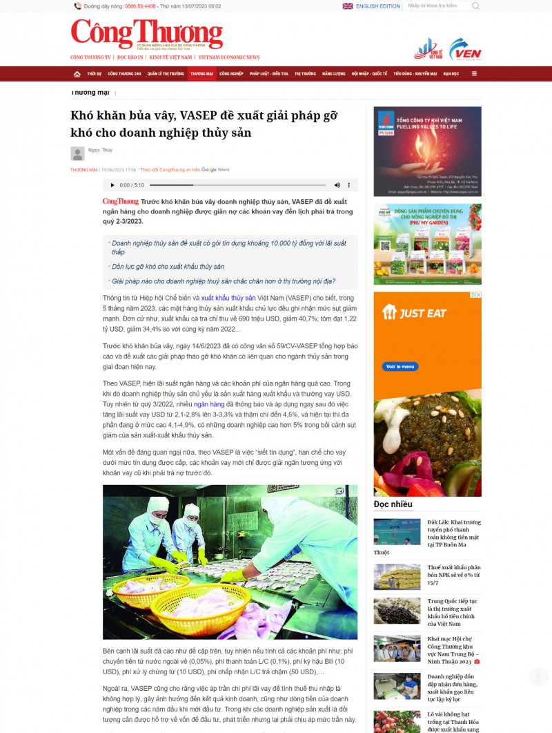 Thủ tướng Chính phủ chỉ đạo xử lý nội dung Báo Công Thương nêu, gỡ khó cho doanh nghiệp thuỷ sản Thủ tướng Chính phủ chỉ đạo xử lý nội dung Báo Công Thương nêu, gỡ khó cho doanh nghiệp thuỷ sản