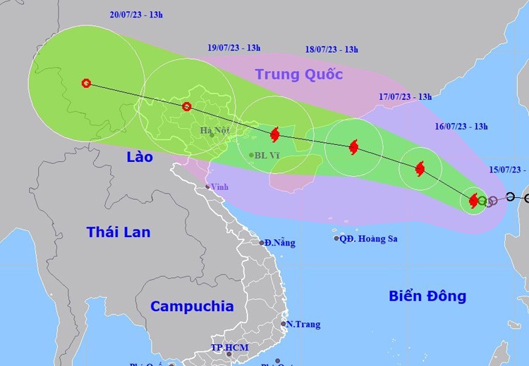 Thời tiết hôm nay ngày 15/7/2023: Cơn bão số 1 năm 2023. có tên quốc tế TALim