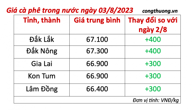 Giá cà phê hôm nay ngày 3/8/2023: Giá cà phê trong nước tăng nhẹ
