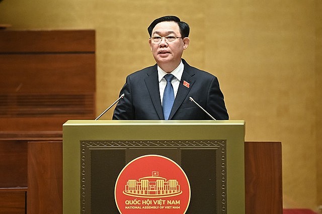 Chủ tịch Quốc hội Vương Đình Huệ chủ trì và điều hành phiên chất vấn - Ảnh: VGP/ĐH