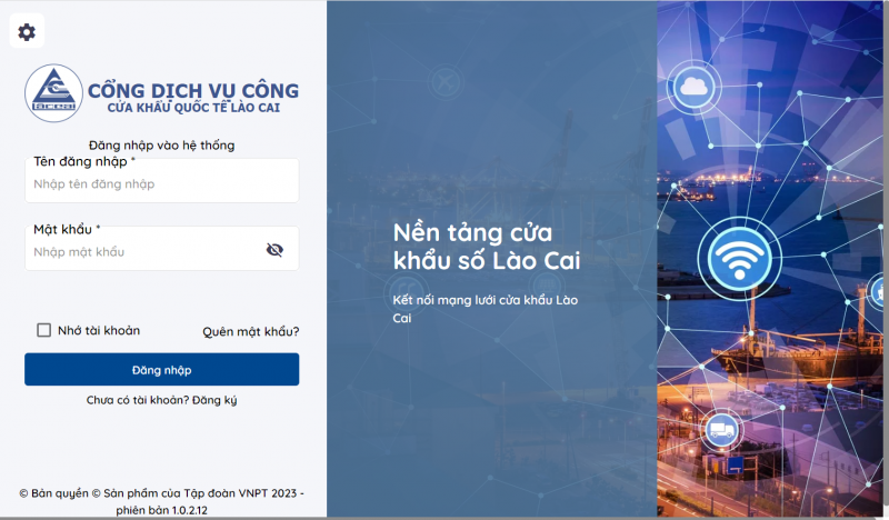 Giao diện Cổng dịch vụ công Cửa khẩu số Lào Cai Giao diện Cổng dịch vụ công Cửa khẩu số Lào Cai