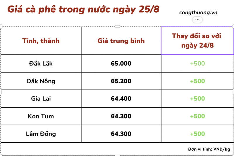 Giá cà phê 25/8, giá cà phê trong nước ngày 25/8/2023 Giá cà phê 25/8, giá cà phê trong nước ngày 25/8/2023
