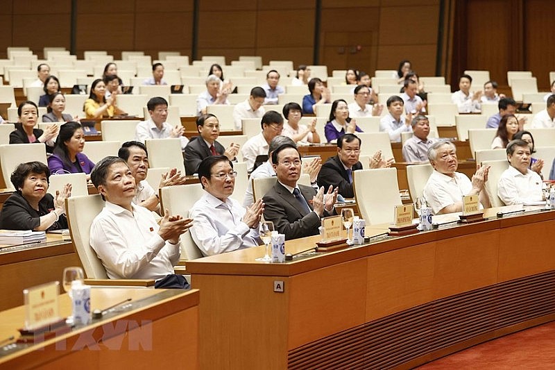Chủ tịch nước Võ Văn Thưởng và đại biểu dự hội nghị. Chủ tịch nước Võ Văn Thưởng và đại biểu dự hội nghị.