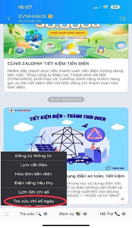 Dễ dàng tra cứu lượng điện tiêu thụ trên app EVNHANOI