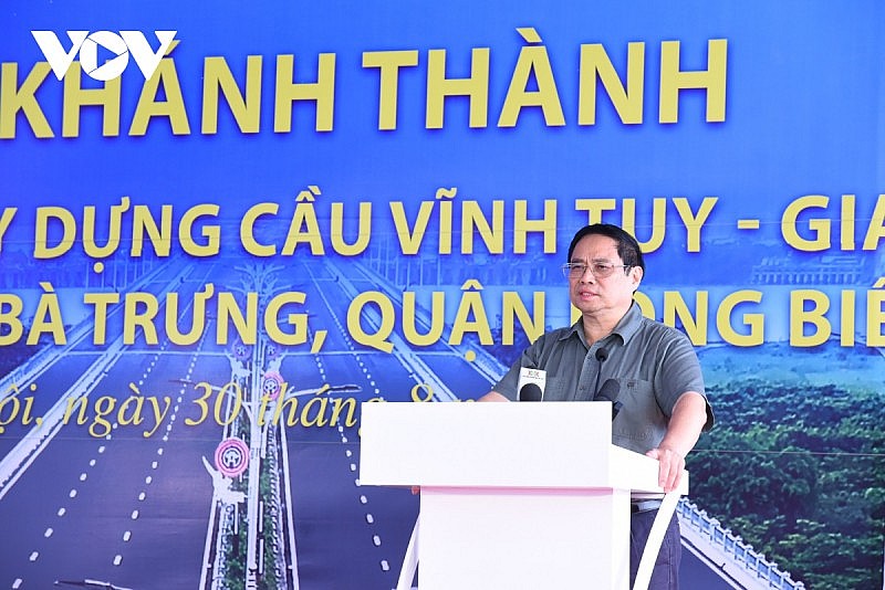 Thủ tướng Phạm Minh Chính dự Lễ khánh thành cầu Vĩnh Tuy - giai đoạn 2