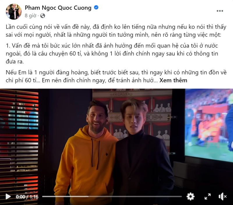 Những chia sẻ của ông Cường lần cuối. Ảnh Facebook nhân vật Những chia sẻ của ông Cường lần cuối. Ảnh Facebook nhân vật