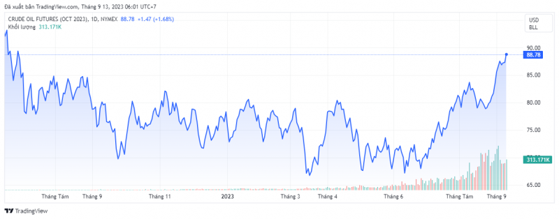 Giá dầu WTI trên thị trường thế giới rạng sáng 13/9 (theo giờ Việt Nam) Giá dầu WTI trên thị trường thế giới rạng sáng 13/9 (theo giờ Việt Nam)