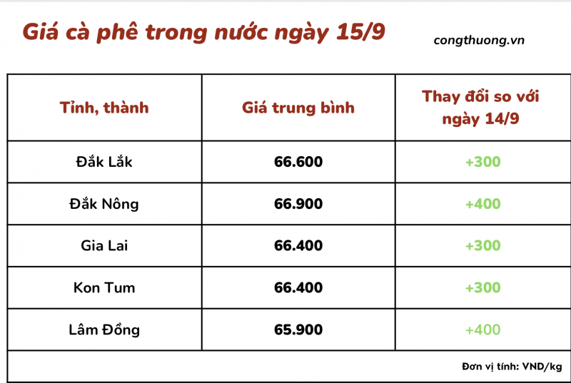 Giá cà phê 15/9, giá cà phê trong nước ngày 15/9/2023 Giá cà phê 15/9, giá cà phê trong nước ngày 15/9/2023