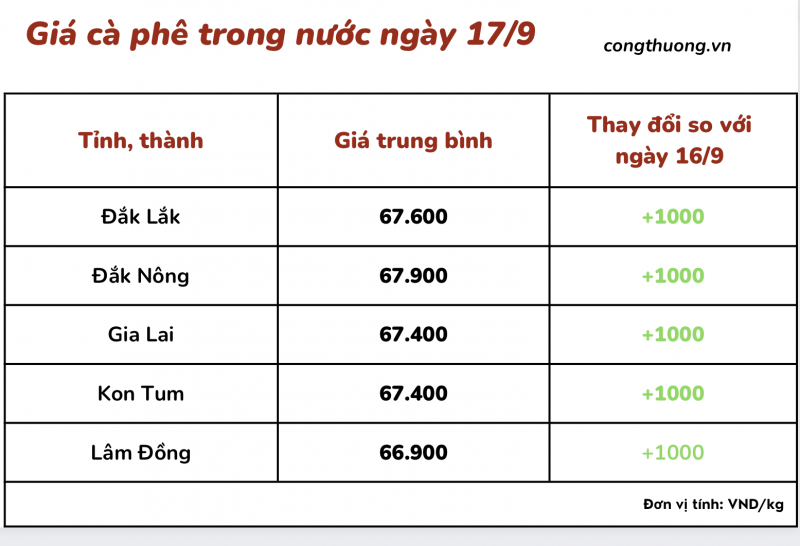 Giá cà phê 17/9, giá cà phê trong nước ngày 17/9/2023 Giá cà phê 17/9, giá cà phê trong nước ngày 17/9/2023