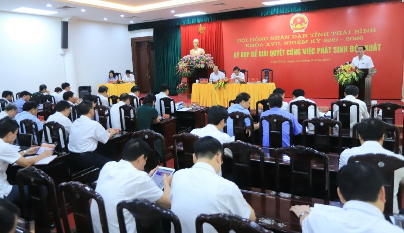 Toàn cảnh kỳ họp HĐND tỉnh Thái Bình để giải quyết công việc phát sinh đột xuất vừa diễn ra. Ảnh: T.D Toàn cảnh kỳ họp HĐND tỉnh Thái Bình để giải quyết công việc phát sinh đột xuất vừa diễn ra. Ảnh: T.D