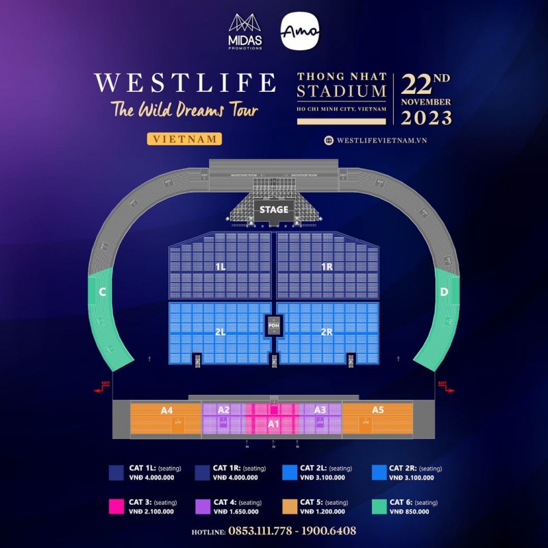 Sơ đồ chỗ ngồi tại concert Westlife