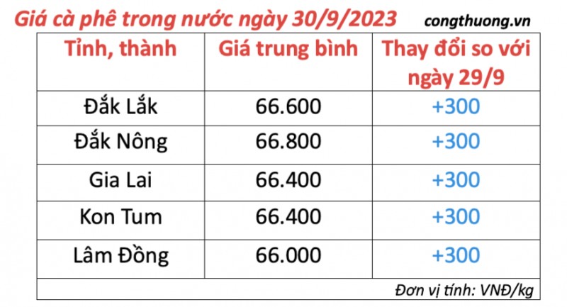 Giá cà phê hôm nay, ngày 30/9/2023: Giá cà phê trong nước cao nhất Giá cà phê hôm nay, ngày 30/9/2023: Giá cà phê trong nước