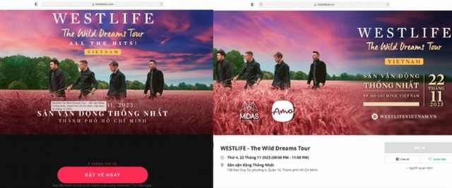 Cảnh báo thủ đoạn giả mạo website bán vé concert Westlife để lừa đảo