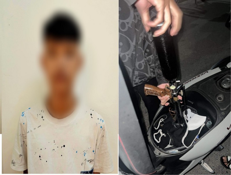 Nguyễn Việt H và súng mang theo - Ảnh: CACC Nguyễn Việt H và súng mang theo - Ảnh: CACC