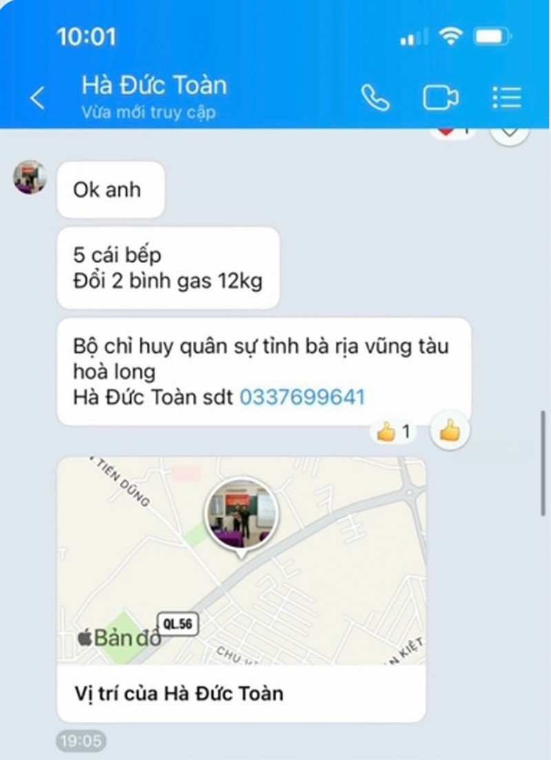 đối tượng lừa đảo tự xưng là Hà Đức Toàn gửi cho ông N.V.L. để đặt hàng - Ảnh: CTV đối tượng lừa đảo tự xưng là Hà Đức Toàn gửi cho ông N.V.L. để đặt hàng - Ảnh: CTV